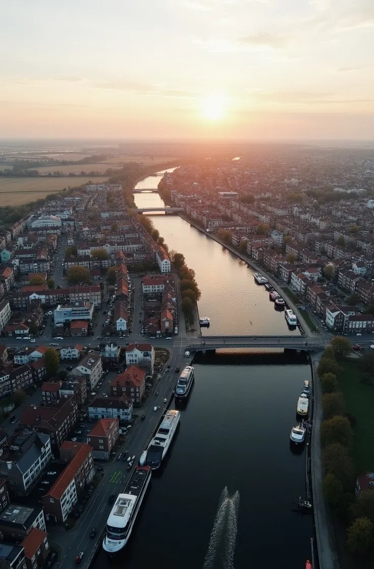 Een Nederlandse stad vanuit de lucht